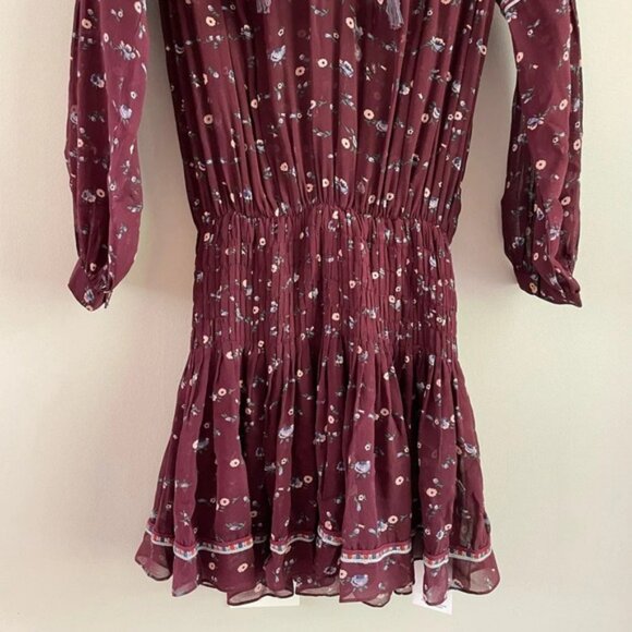 Ulla Johnson Burgundy Gita Floral Silk Mini Dress - Extra Small XS (0) - Picture 7 of 11
